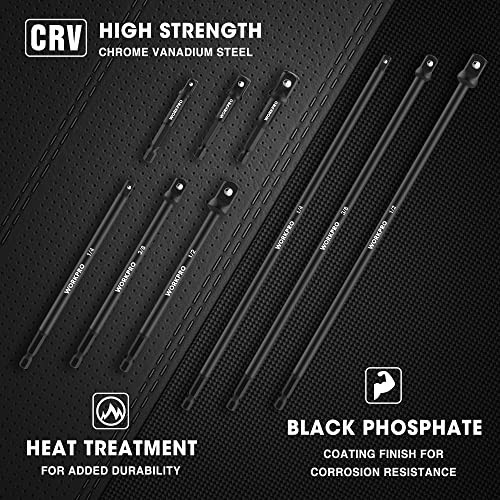 9-Piece Socket Adapter Extension Set, 1/4, 3/8, 1/2-Inch Drive, Impact Grade Bit