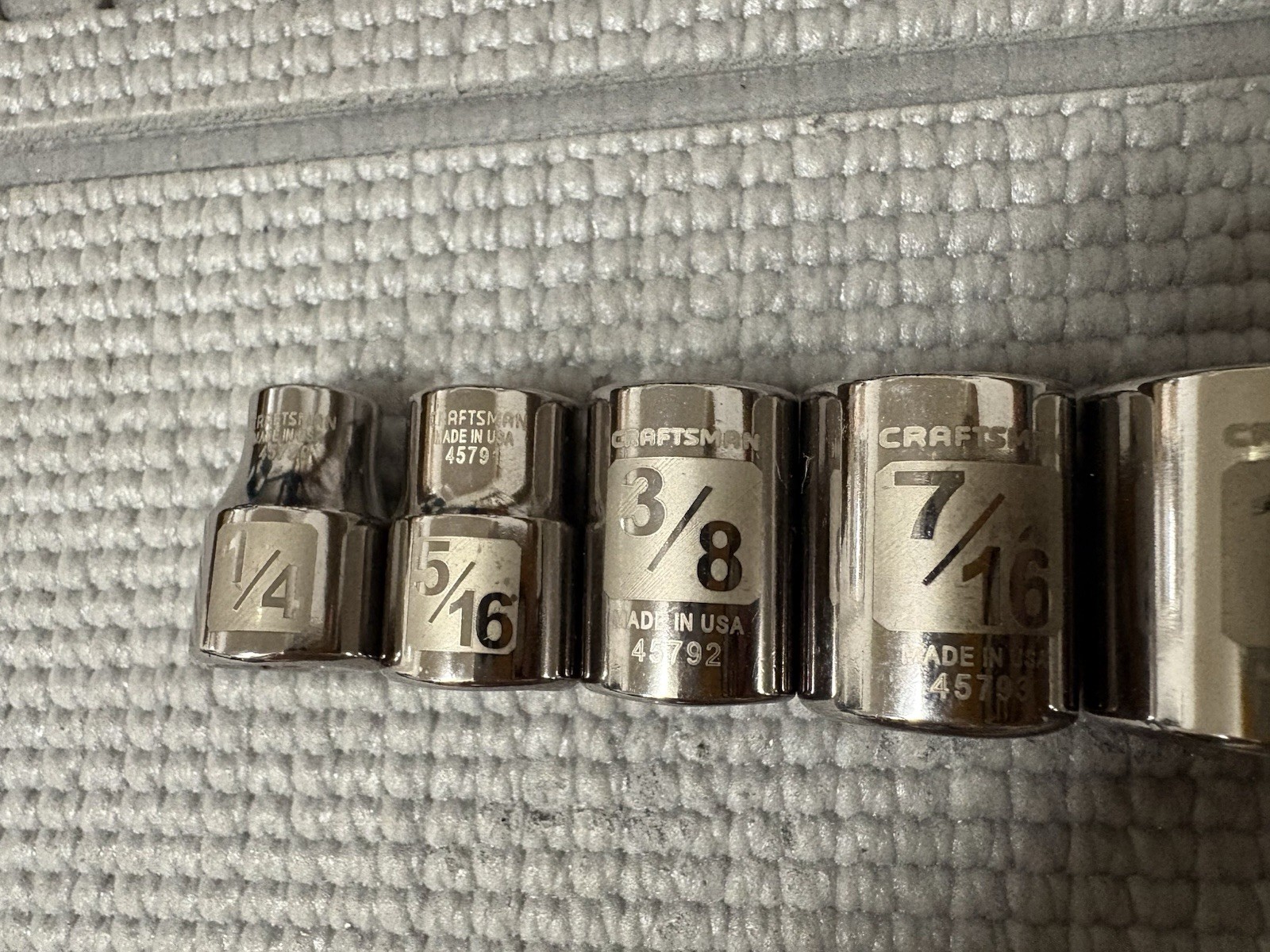 NOS Sears Craftsman USA 5pc 3/8″ DRIVE 8 Point Easy Read Socket Set 1/4″-1/2″