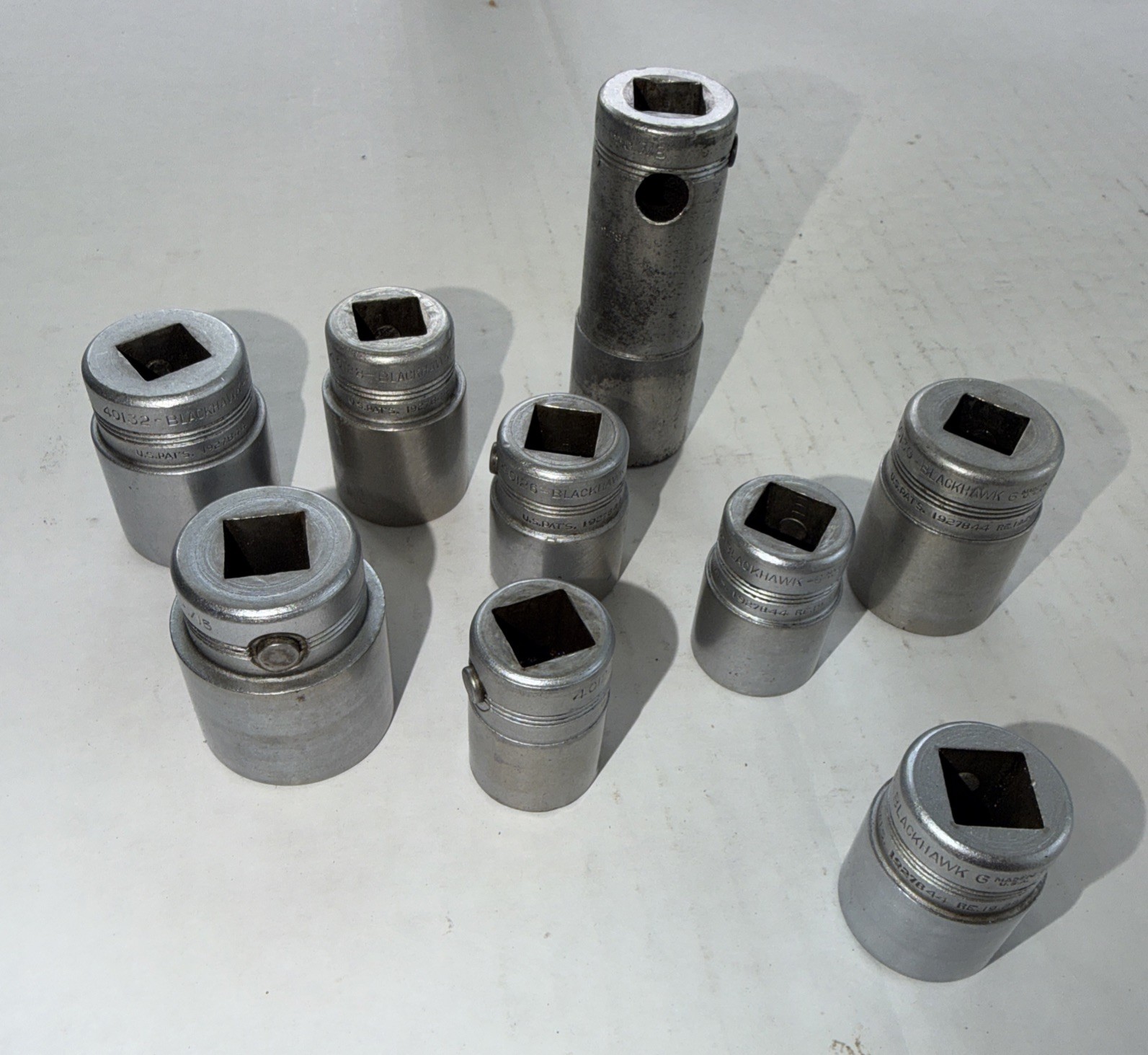Blackhawk USA 1/2”Dr SAE 9PC Socket Set 12 PT”11/16”TO”1-1/16 Vintage