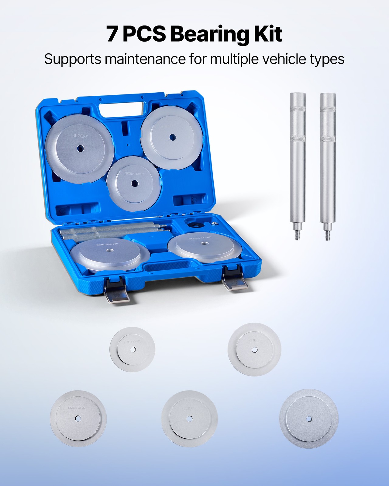 VEVOR Bearing Press Kit Bushing Bearing Seal Driver Removal Tool Set 7 Pcs Case