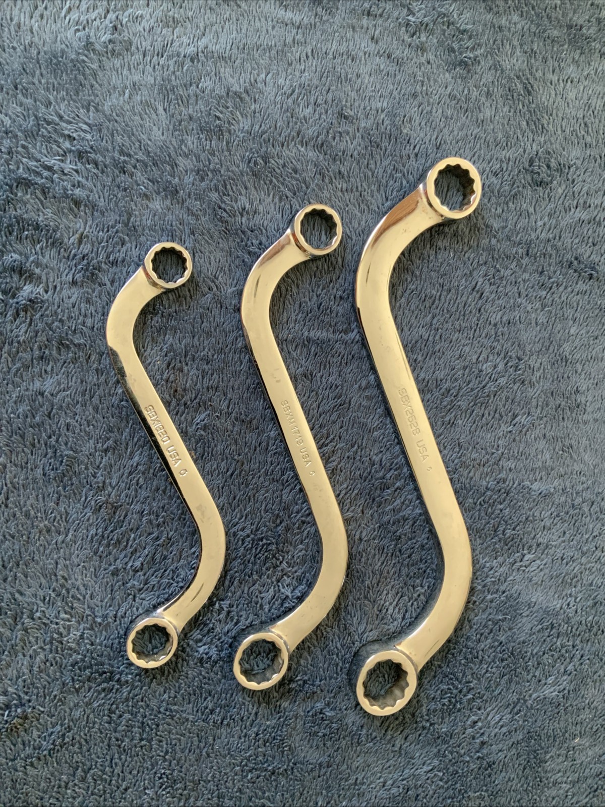 Snap On 3pc S Shaped Wrenches….1 Metric, 2 Are Sae…..see Pics For Sizes…..