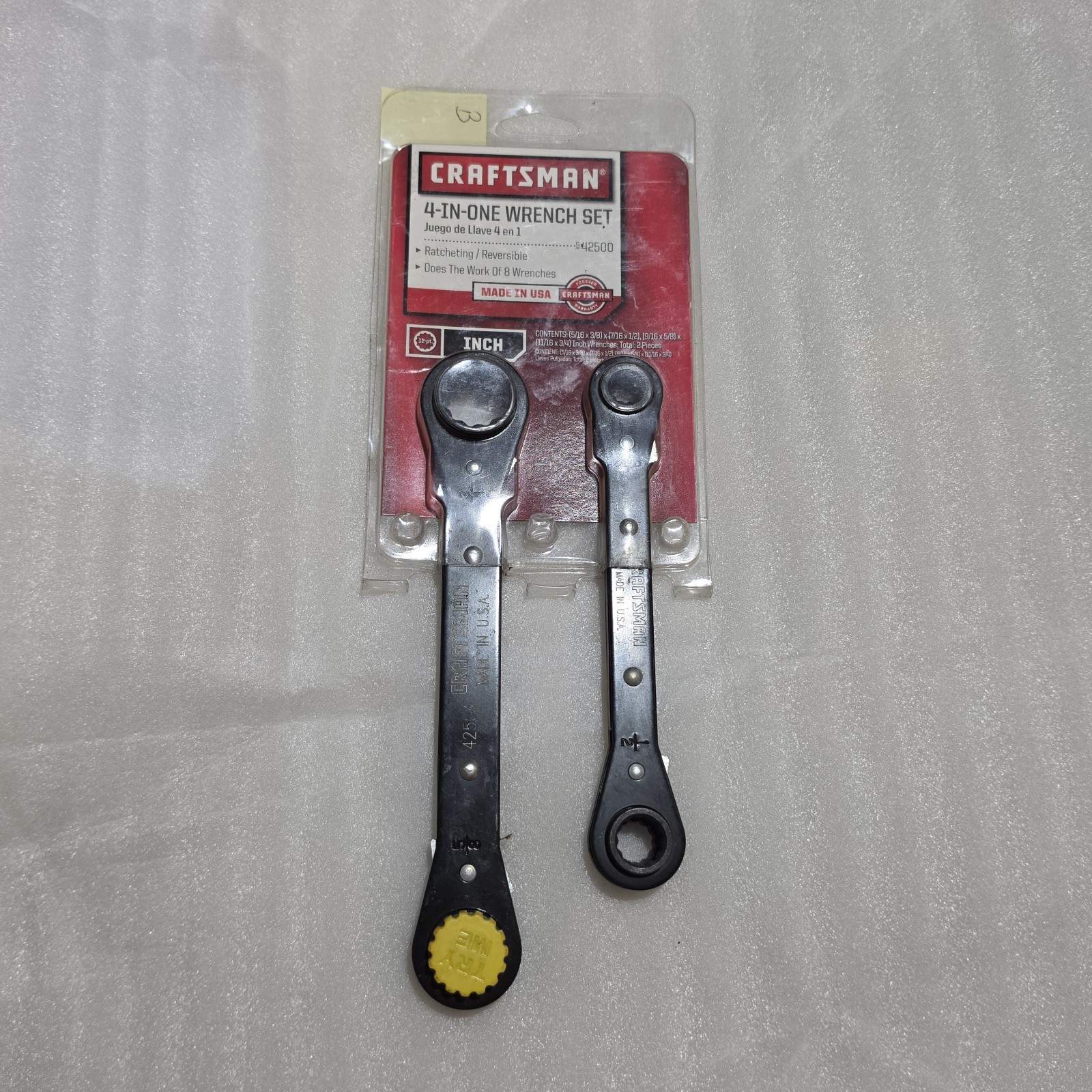 Craftsman USA 4 In One Wrench Set. #42501. 12 Pt, 2 Wrenches 8 SAE Sizes. NOS. B