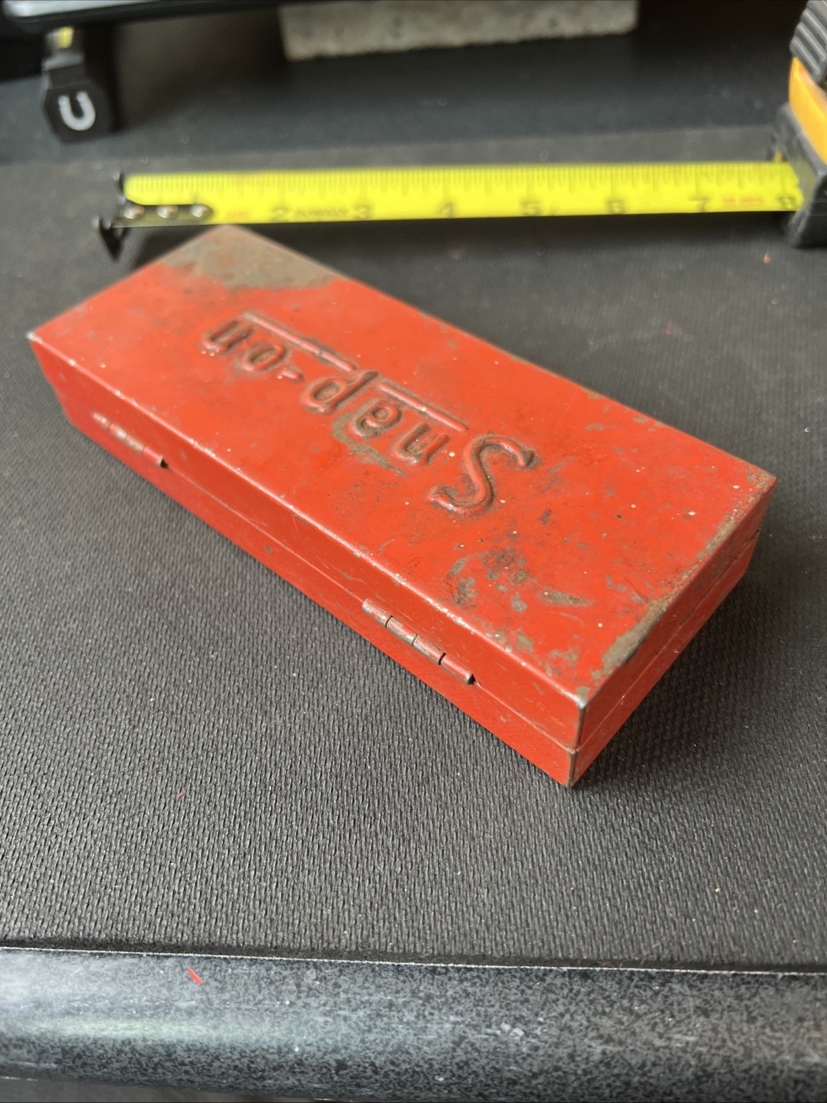 Snap On Tools USA Red Metal Storage Tool Case Socket Ratchet Box, 6” X 2” NICE🔥