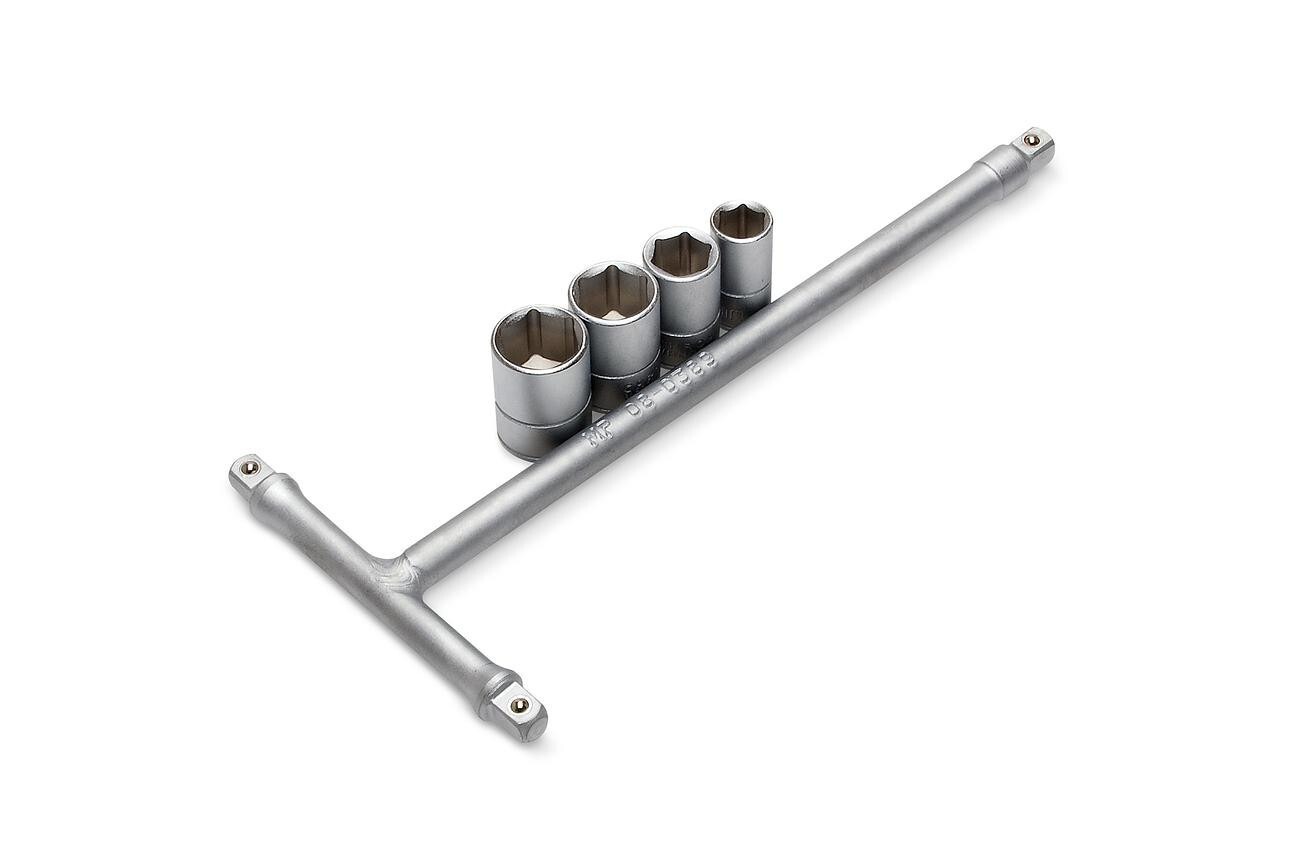 Motion Pro Tri-Drive Mini T-Handle Kit, 1/4″ w/ 8,10,12,13 mm Sockets 08-0389