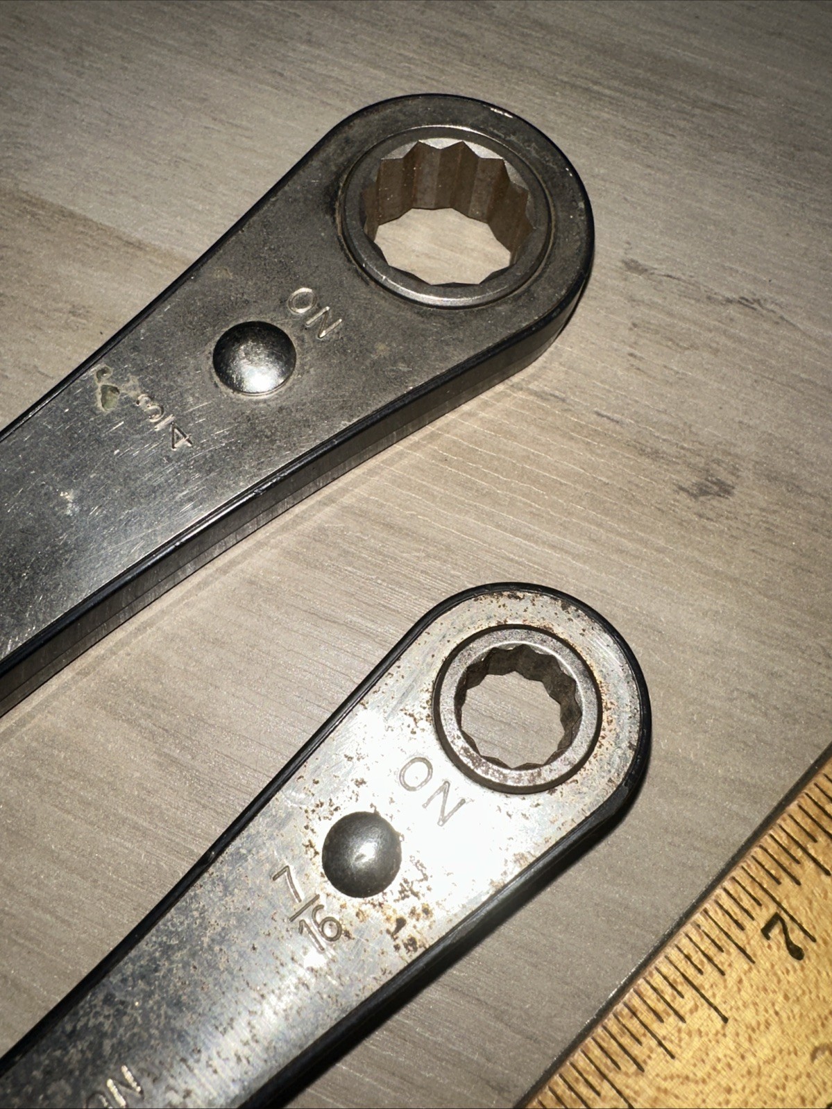 2 Craftsman Ratcheting Box End Wrenches 43684 43682 5/8 x 3/4 & 3/8 X 7/16