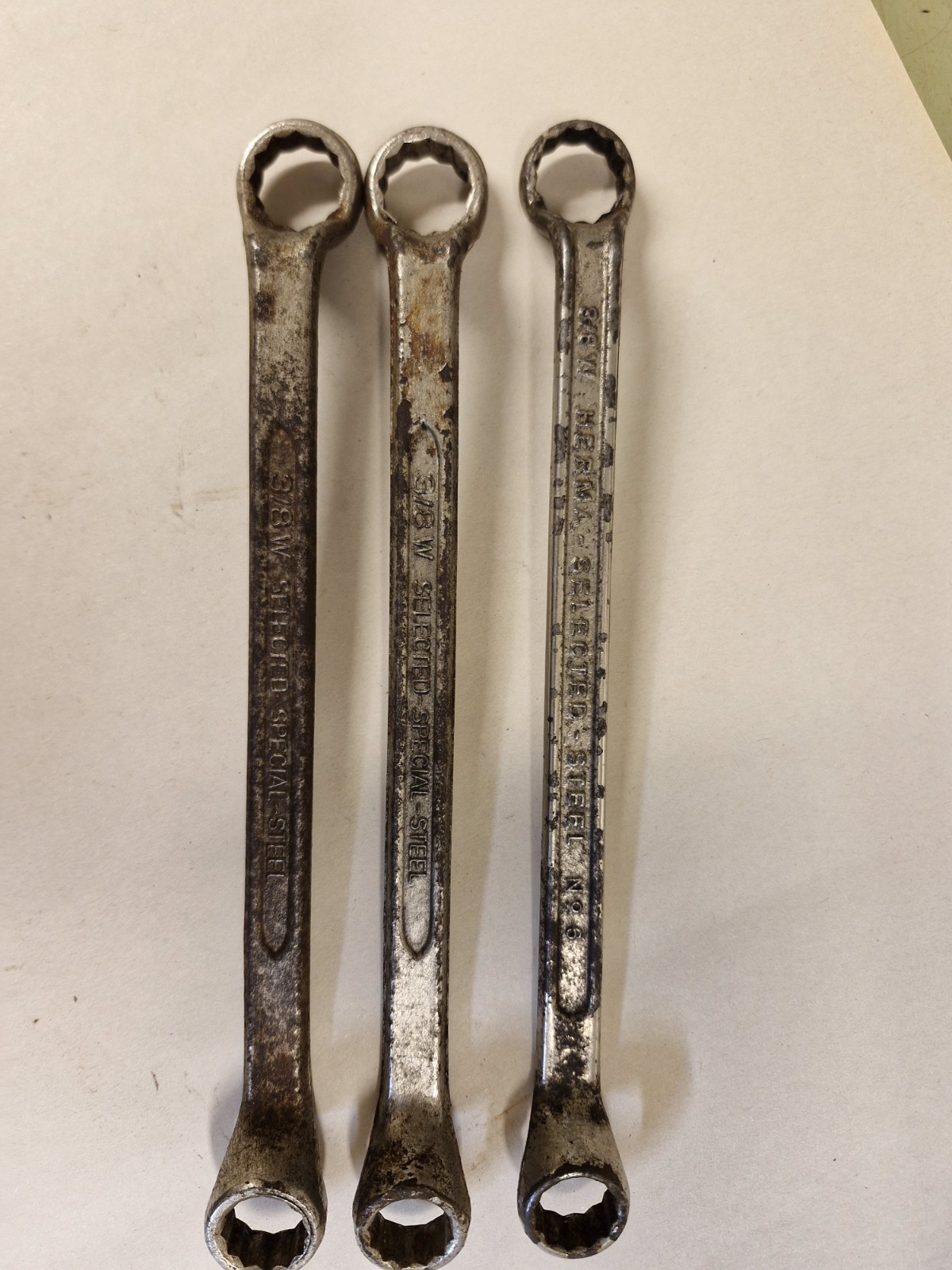 3 X Drop Forged German Made Whitworth Ring Spanners 3/8W-5/16W