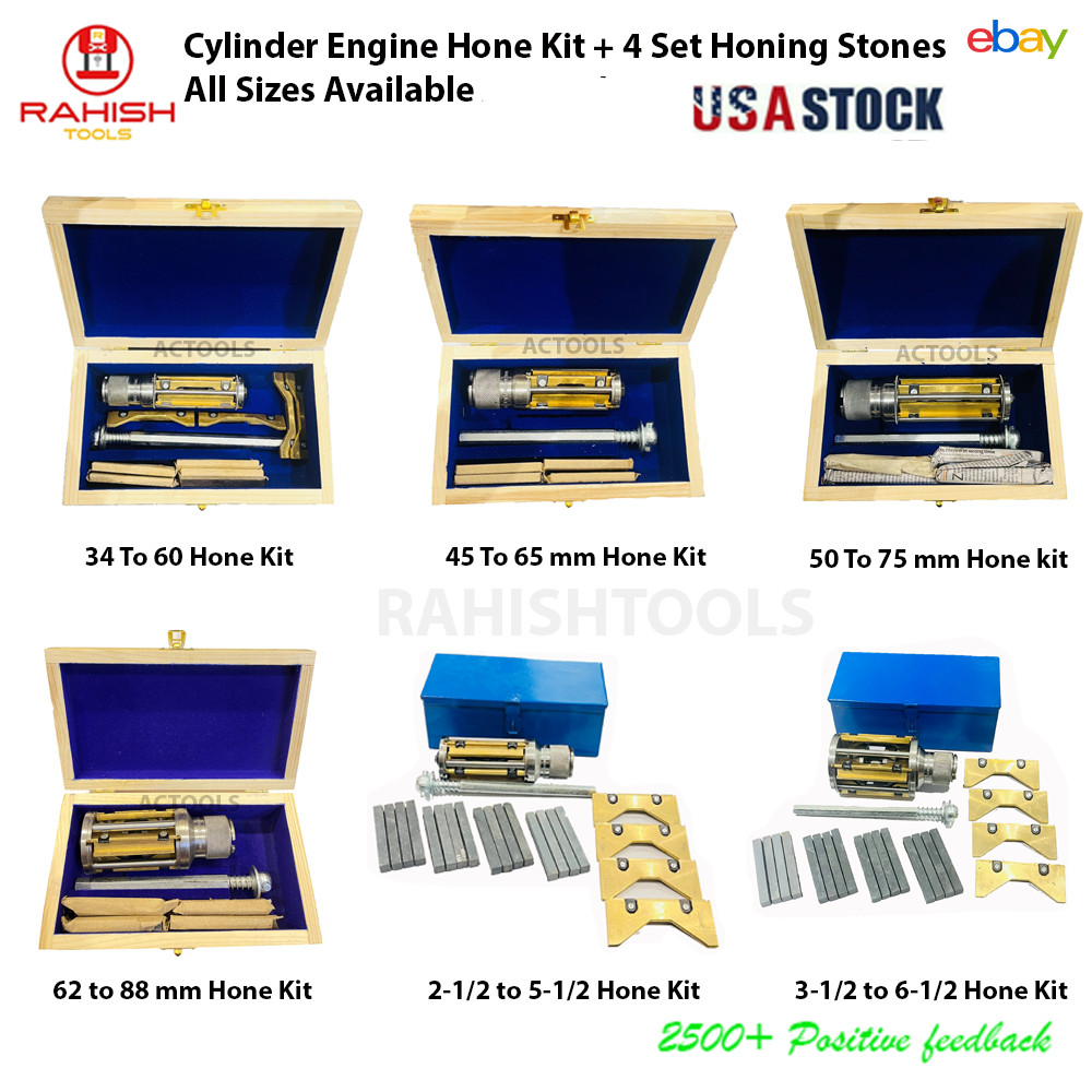 Cylinder Engine Hone Kit + 4 Set Honing Stones All Sizes Available RAHISHTOOLS
