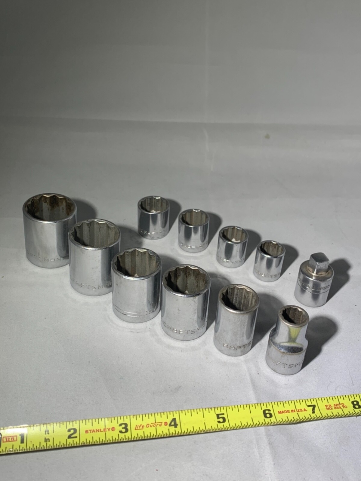 10 Vintage Craftsman -V- Sockets 1/2” & 3/8” drive 1 1/16” to 9/16”