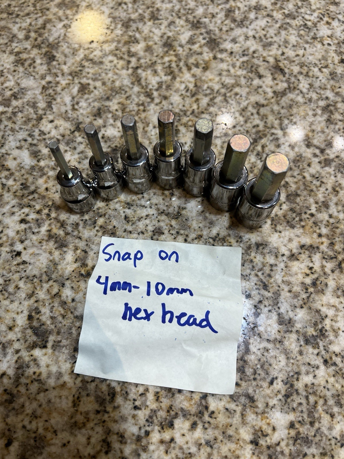 Snap On Tools 207EFAMY 7 Piece 3/8″ Drive Metric Hex Bit Socket Set 4MM-10MM