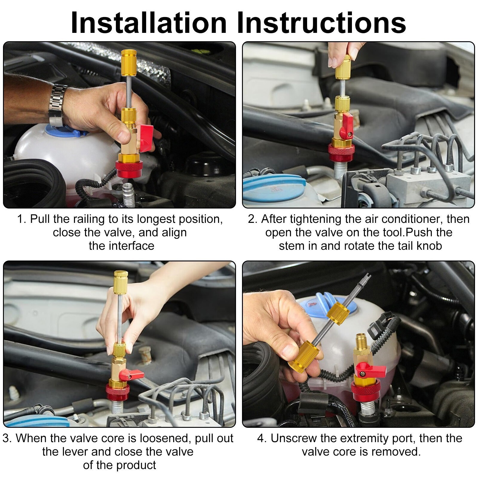 Car A/C R134A System Valve Core Quick Remover Installer Tools High Low Pressure