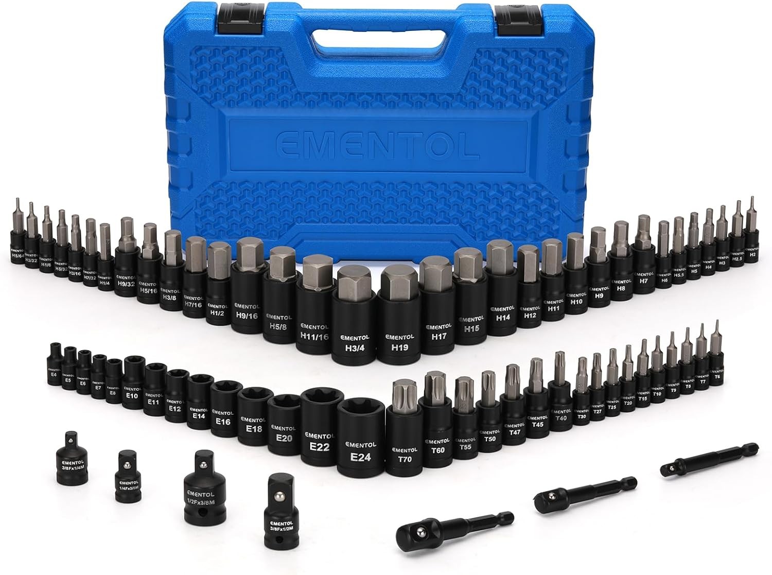 71-Piece 1/4″,3/8″ & 1/2″ Drive Torx Bit & Hex Bit Socket Set, Master SAE/Metric
