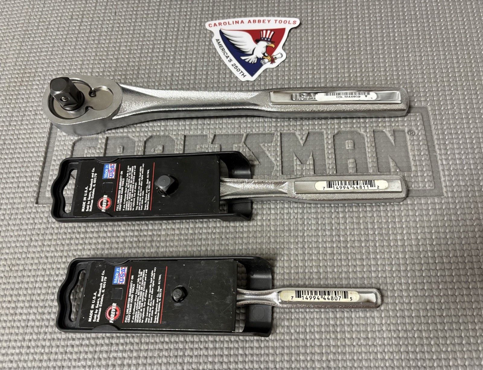 NOS Sears Craftsman USA 3pc Ratchet Set 1/2” Drive 44809 3/8” 44811 1/4” 44807