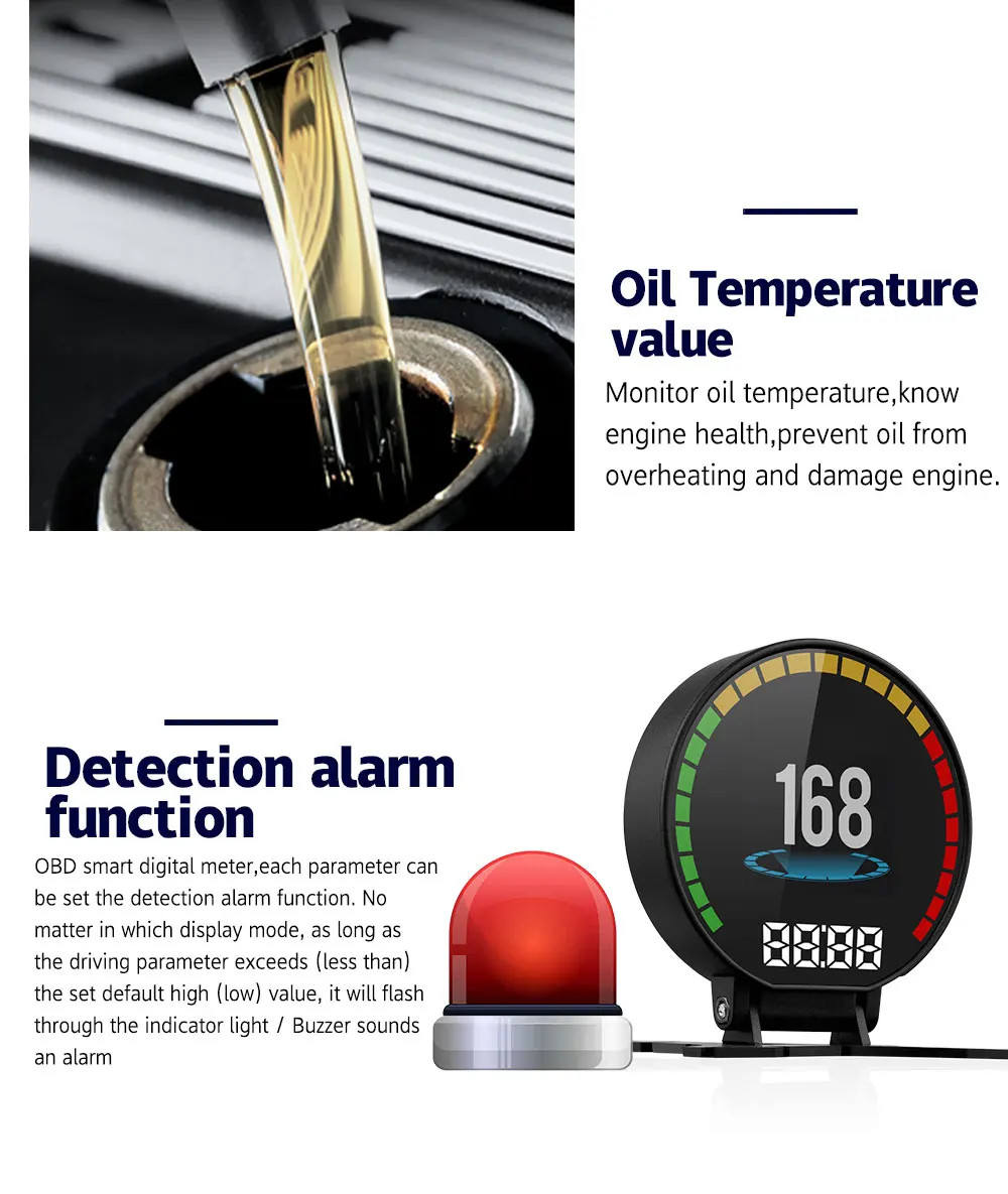 P15 Car OBD Head-Up Display Smart Digital Speedometer Water Temp Gauge Overspeed