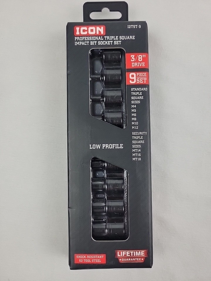 ICON Triple Square Impact Bit Socket Set 3/8 in. Drive 9 Pc. S2 Steel
