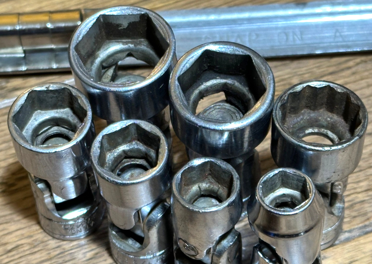 🇺🇸 Snap On Tools Swivel 3/8″ Drive Universal Socket Set Lot SAE Wobble 6PT
