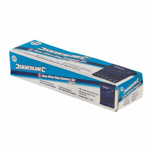 Silverline Deep Offset Chrome Plated Ring Spanners Set 6pce 6 -17mm in Pouch