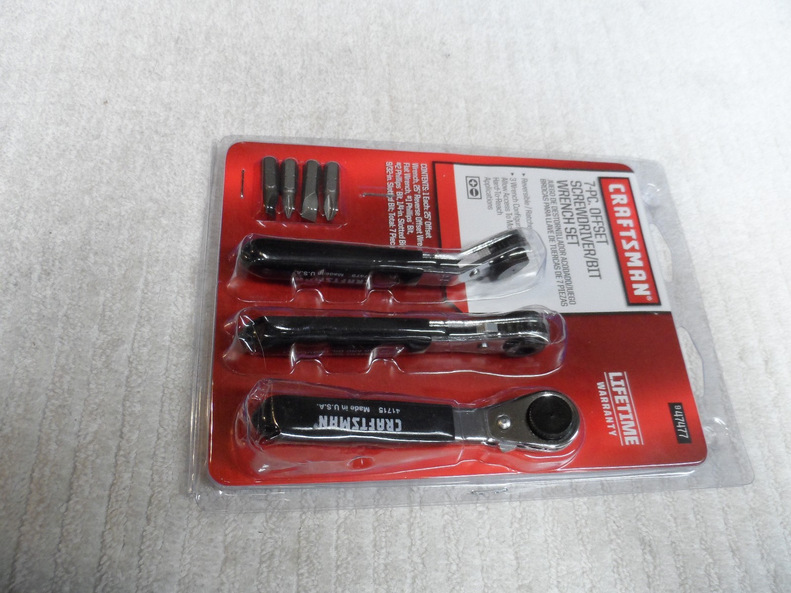 Craftsman 7pc Offset Screwdriver Bit Ratchet Wrench Set, made USA – Part # 47477