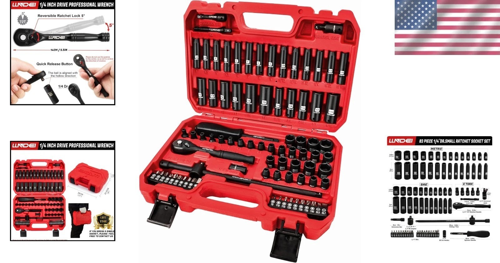 Comprehensive 83-Piece Socket Set with 72T Ratchet and High-Visibility Markings