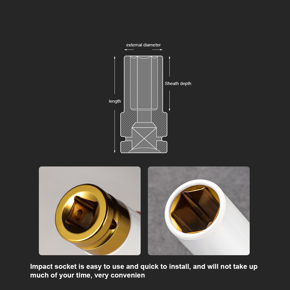 Lug Nut Socket Impact Socket Set Thin Wall Socket Wheel Protector Set 1/2″ 5Pcs