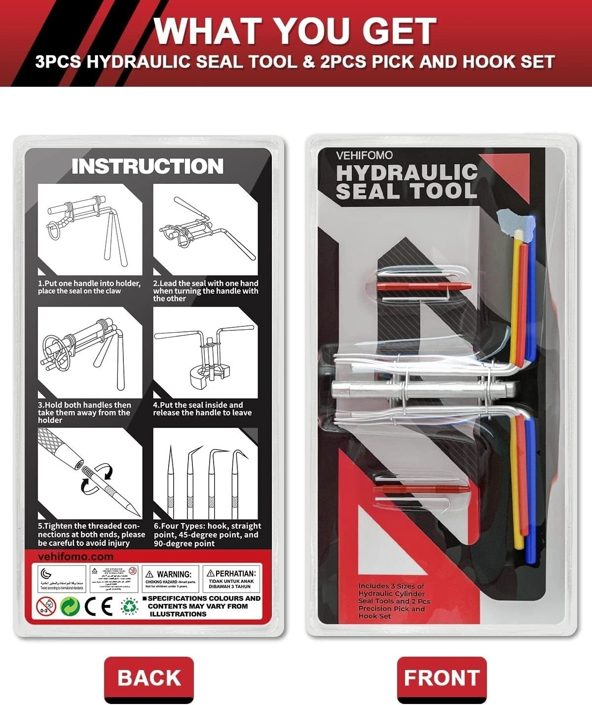 Professional 5-Piece Hydraulic Seal Installation Tool Kit for Efficient Repairs