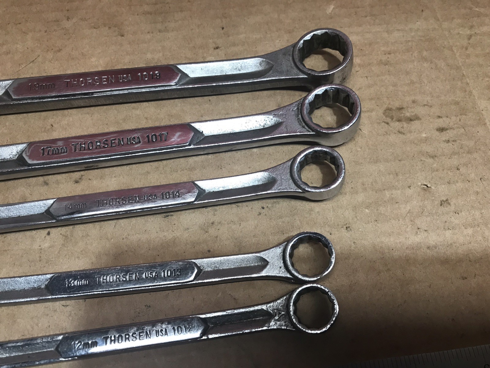5 pc Vintage Thorsen Combination Metric Wrenches 19mm 17mm 14mm 13mm 12mm USA