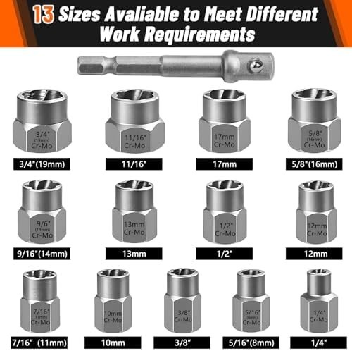 Bolt Extractor Kit, 14PCS Easy Out Stripped Lug Nut Removal Set with 3/8-Inch…