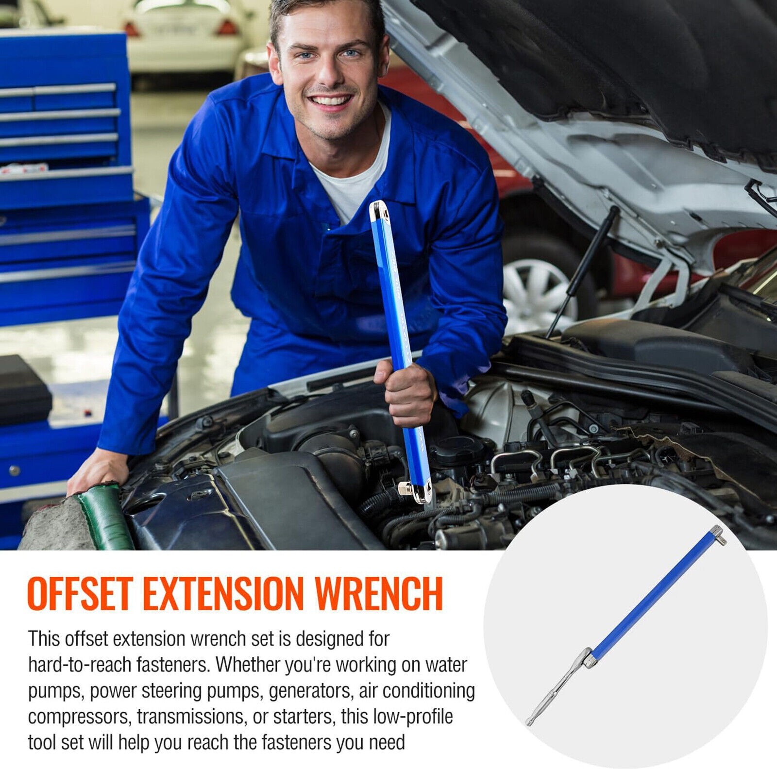 1/2Pcs Offset Extension Wrench Set – Ratchet Spanner with Adapter and Extender