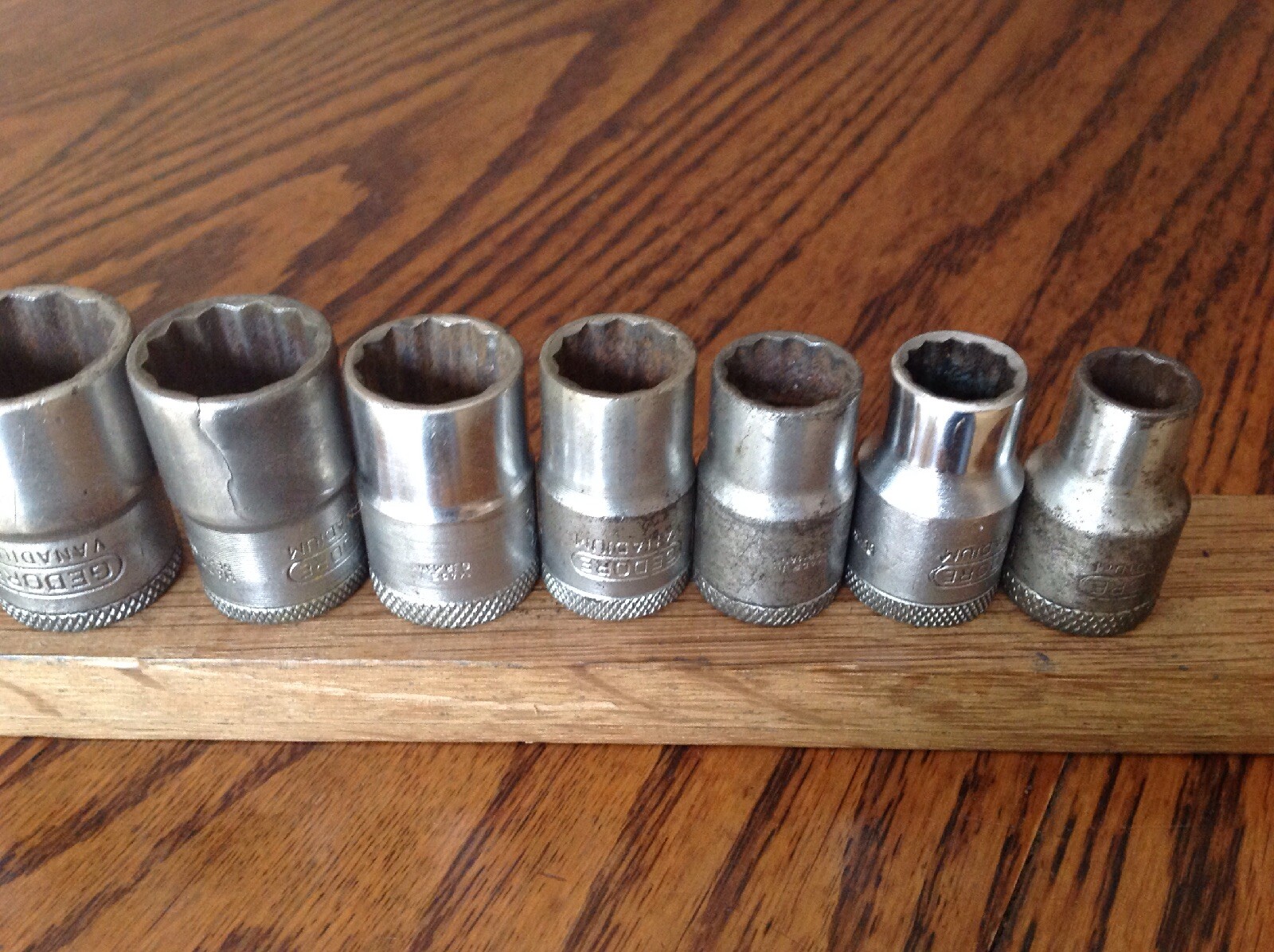 9 Gedore Sockets 1″ To 7/16″ AF With 1/2″ Drive.
