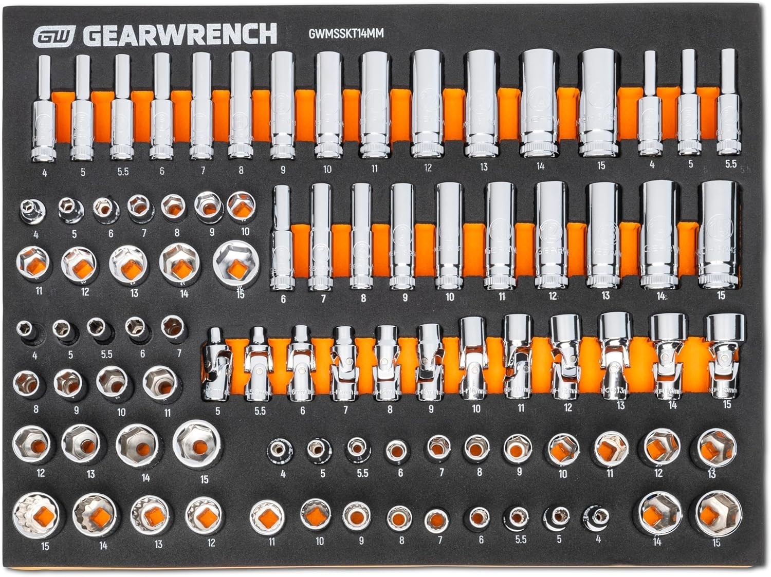 89 Piece 1/4� Drive Master Metric Socket Set in Foam Storage Tray-GWMSSKT14MM