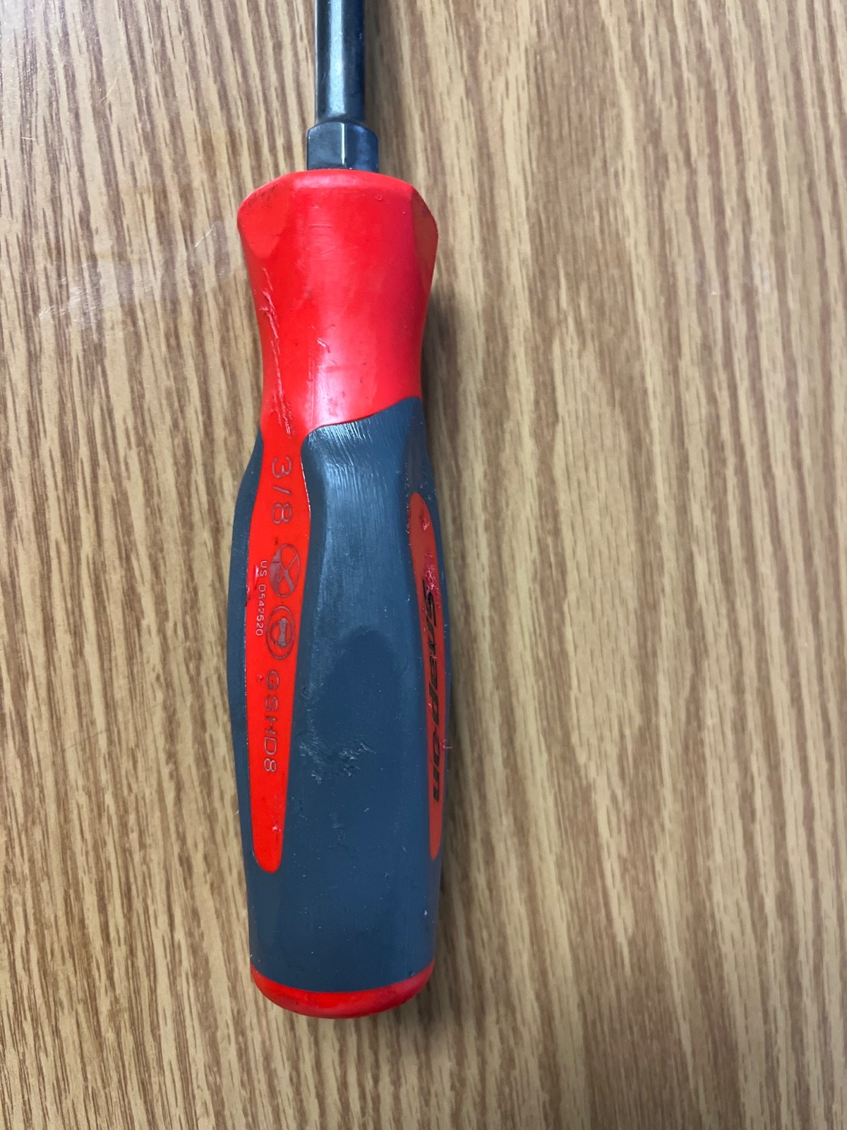 SNAP ON GSHD8 3/8 FLAT BLADE SCREWDRIVER 13.5″ LONG RED/GRAY HANDLE – LOT#123