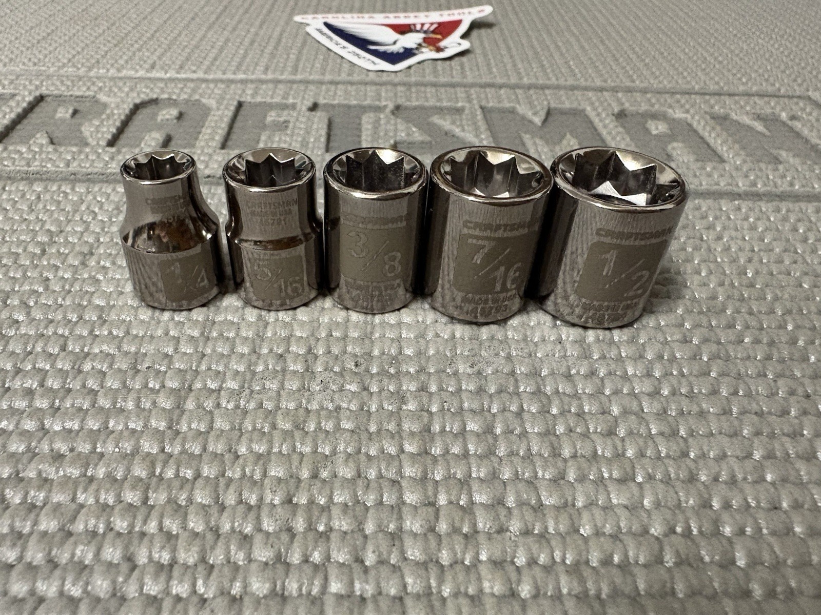 NOS Sears Craftsman USA 5pc 3/8″ DRIVE 8 Point Easy Read Socket Set 1/4″-1/2″