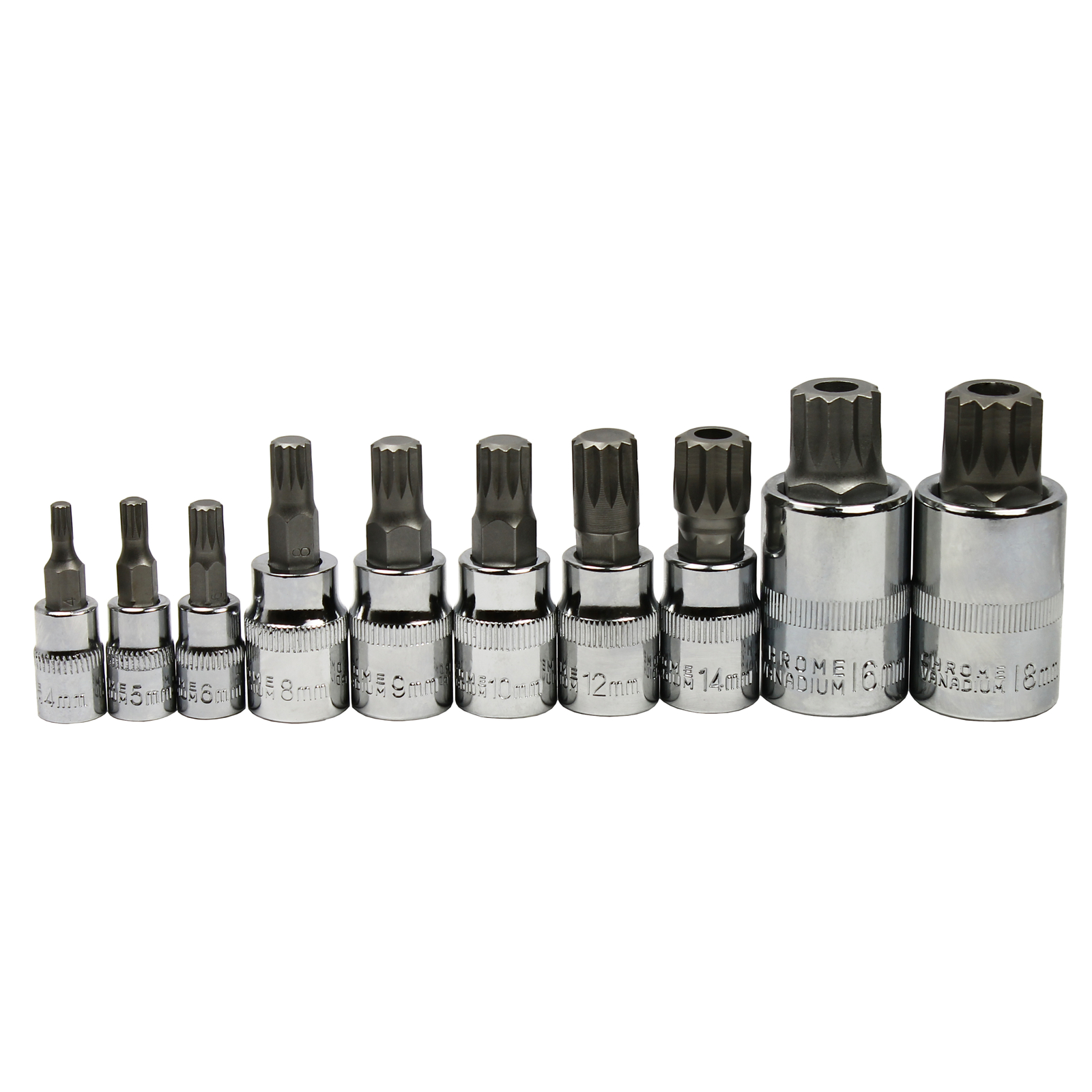 10pc XZN Triple Square 12 Point Spline Bit socket Set 4MM – 18MM