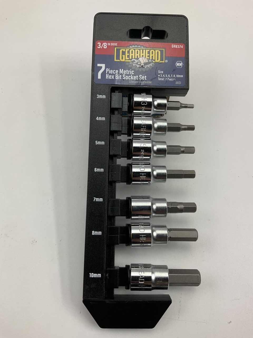 Gearhead GH8374 3/8″ Drive Metric Hex Bit Socket Set, 7-Piece