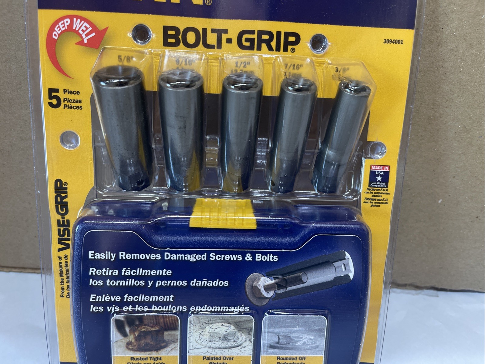 Irwin 3094001 Bolt Grip Damaged Screw and Bolt Deep Well Socket Extractor Set