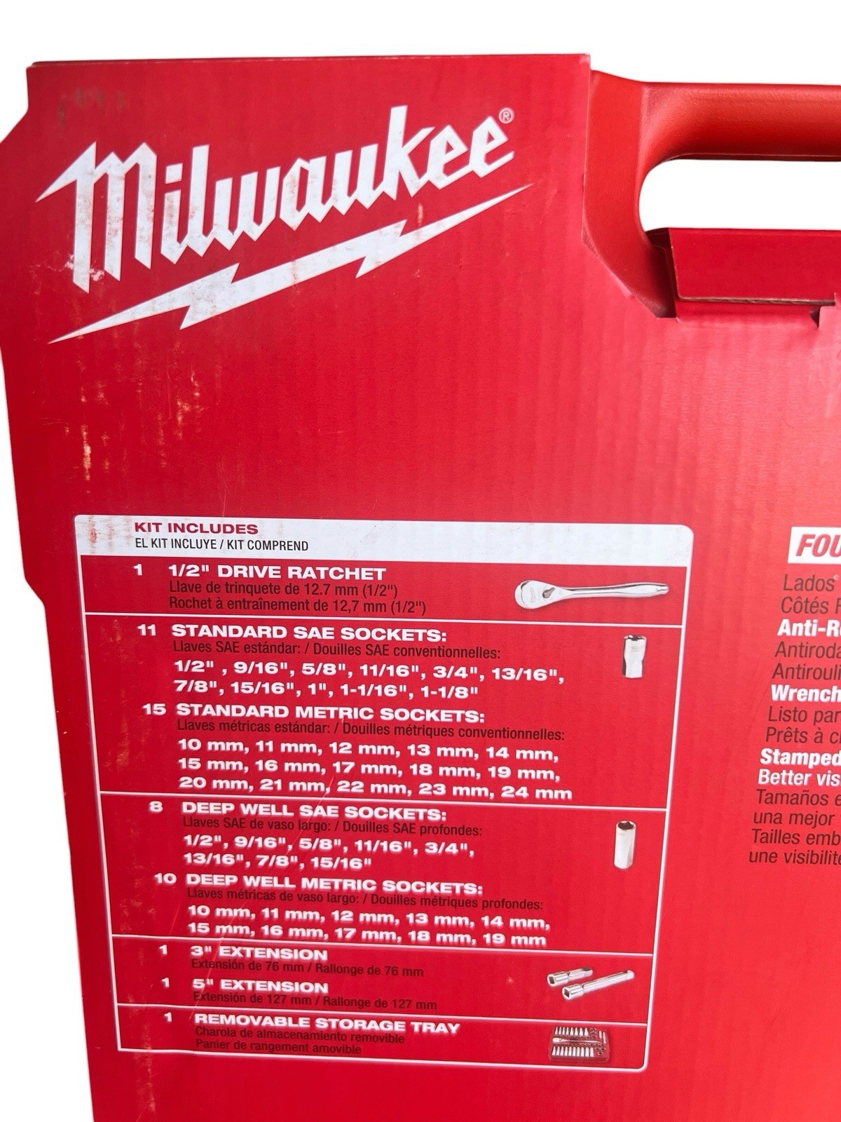 🚗 Milwaukee 48-22-9010 47 Piece SAE And Metric 1/2″ Drive Socket Set NEW