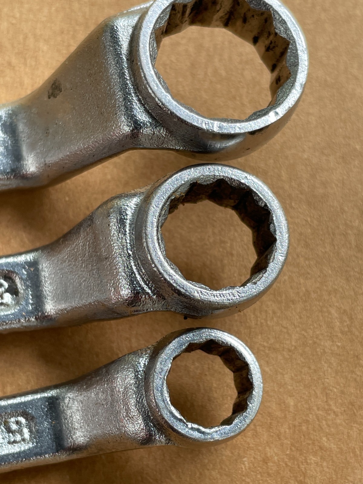 3 VTG SEARS Offset Double Box End Wrench Set 1/2 3/8 5/8 7/8 9/16 7/16 1/16 lock