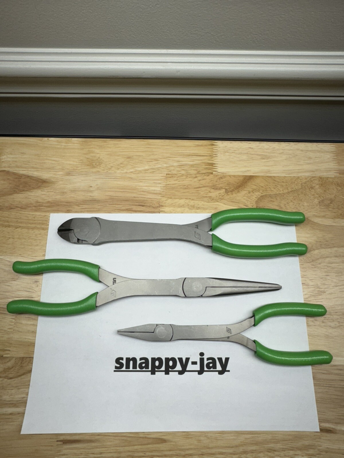 Snap-on Tools USA NEW GREEN 3pc Plier & Cutter Lot Set – 61CF – 911ACF – 312CF