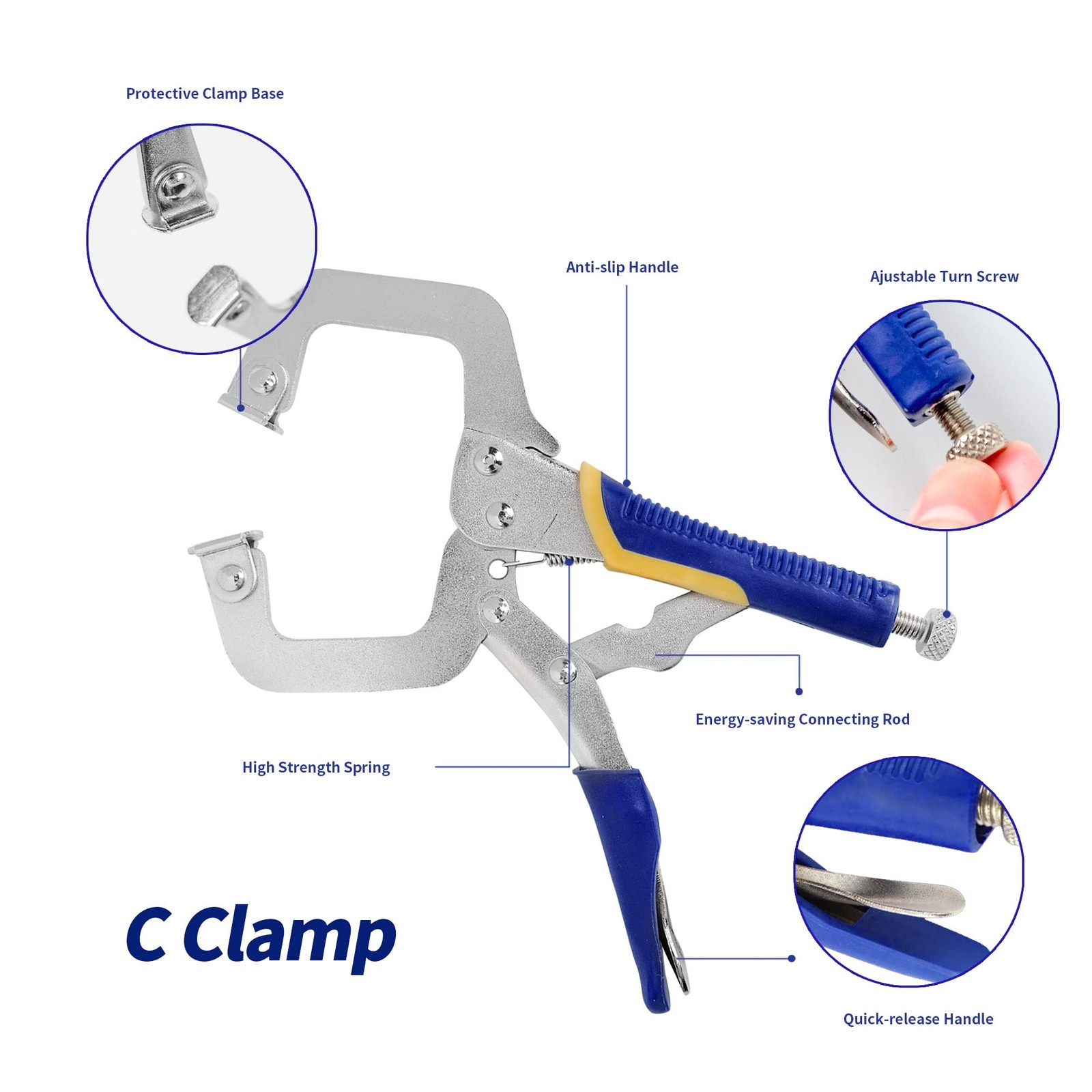 3pcs Grip Pliers C Shape, 15.24cm Grip Pliers Welding, Metal C Clamp for H…