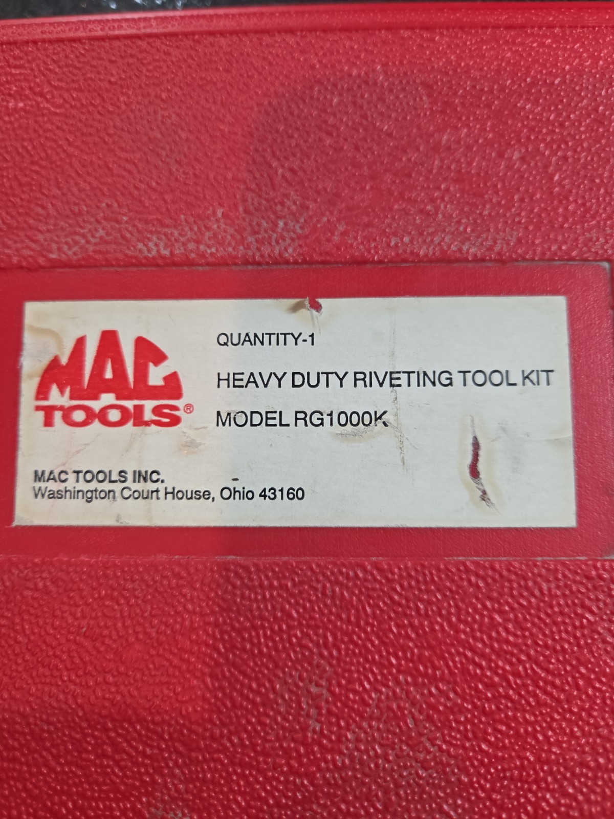 Mac Tools Heavy Duty Riveting Tool Kit Model RG1000K