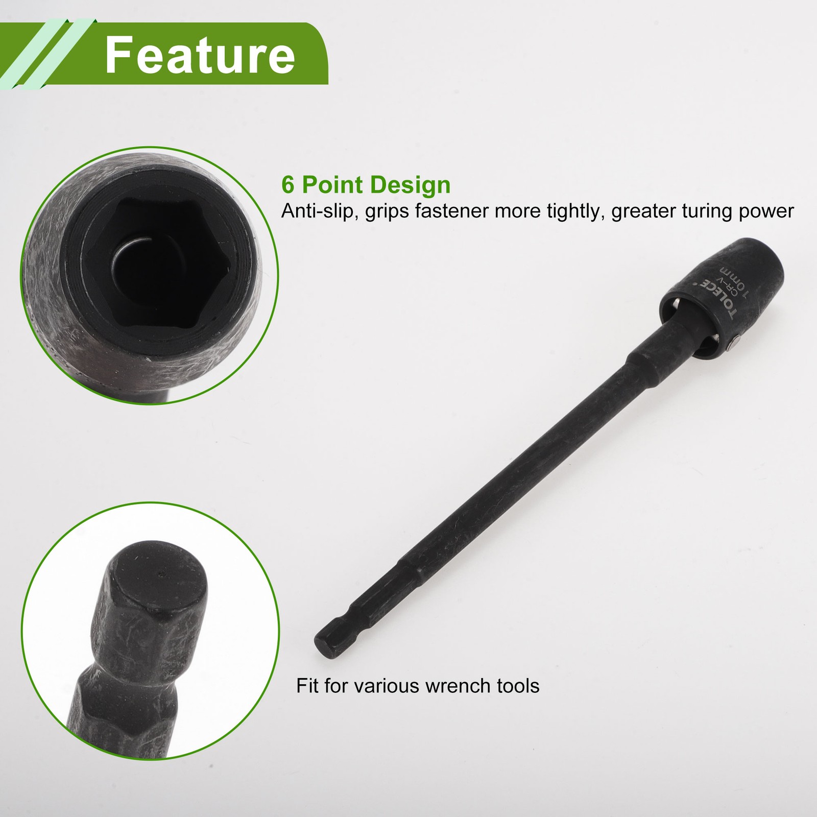 Universal Impact Socket 10mm 6 Point 150mm CR-V Black 1 Pcs
