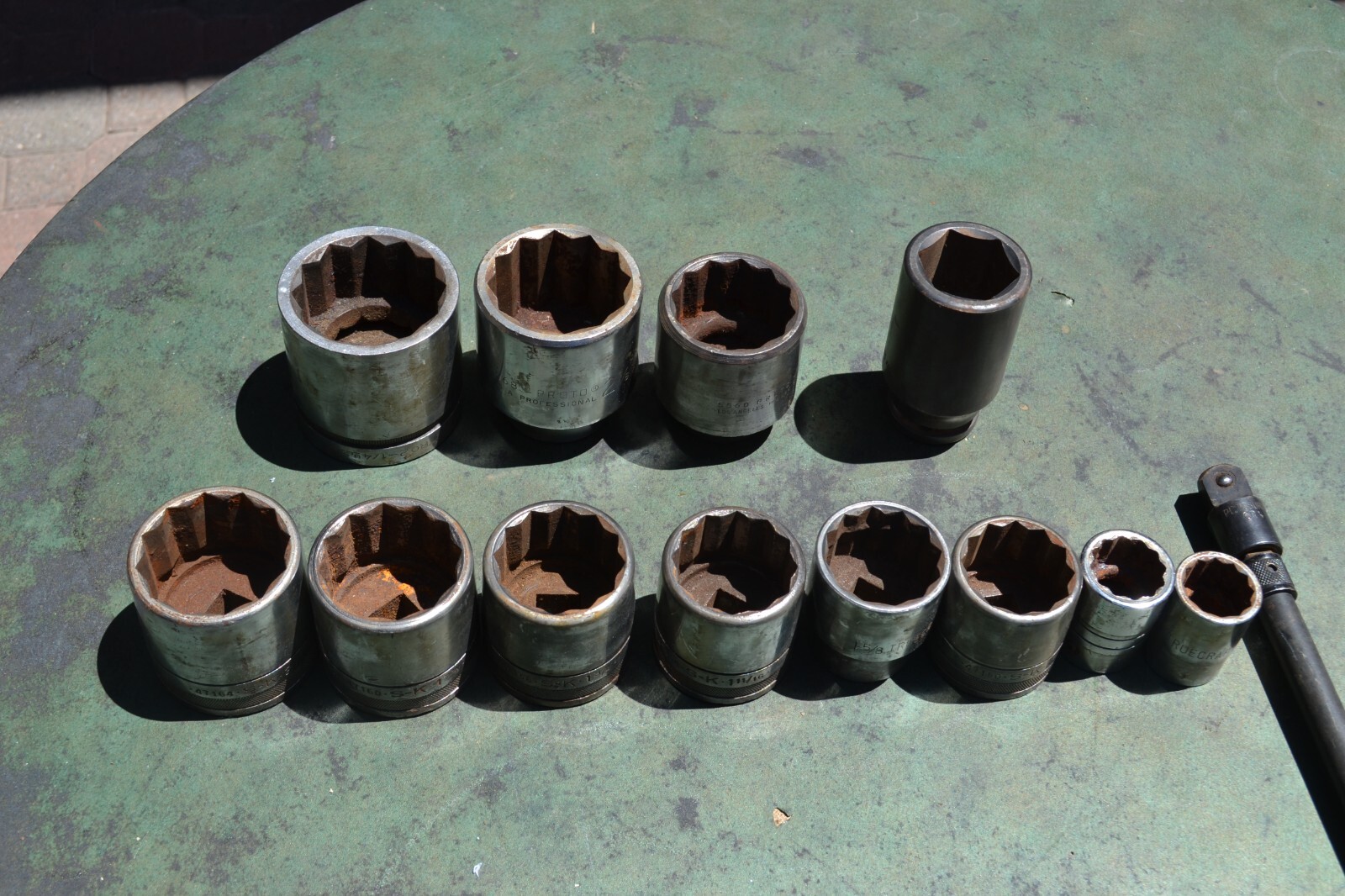 12 – PROTO and S-K and TRUECRAFT 1″ DRIVE SOCKET SET- 12 Point