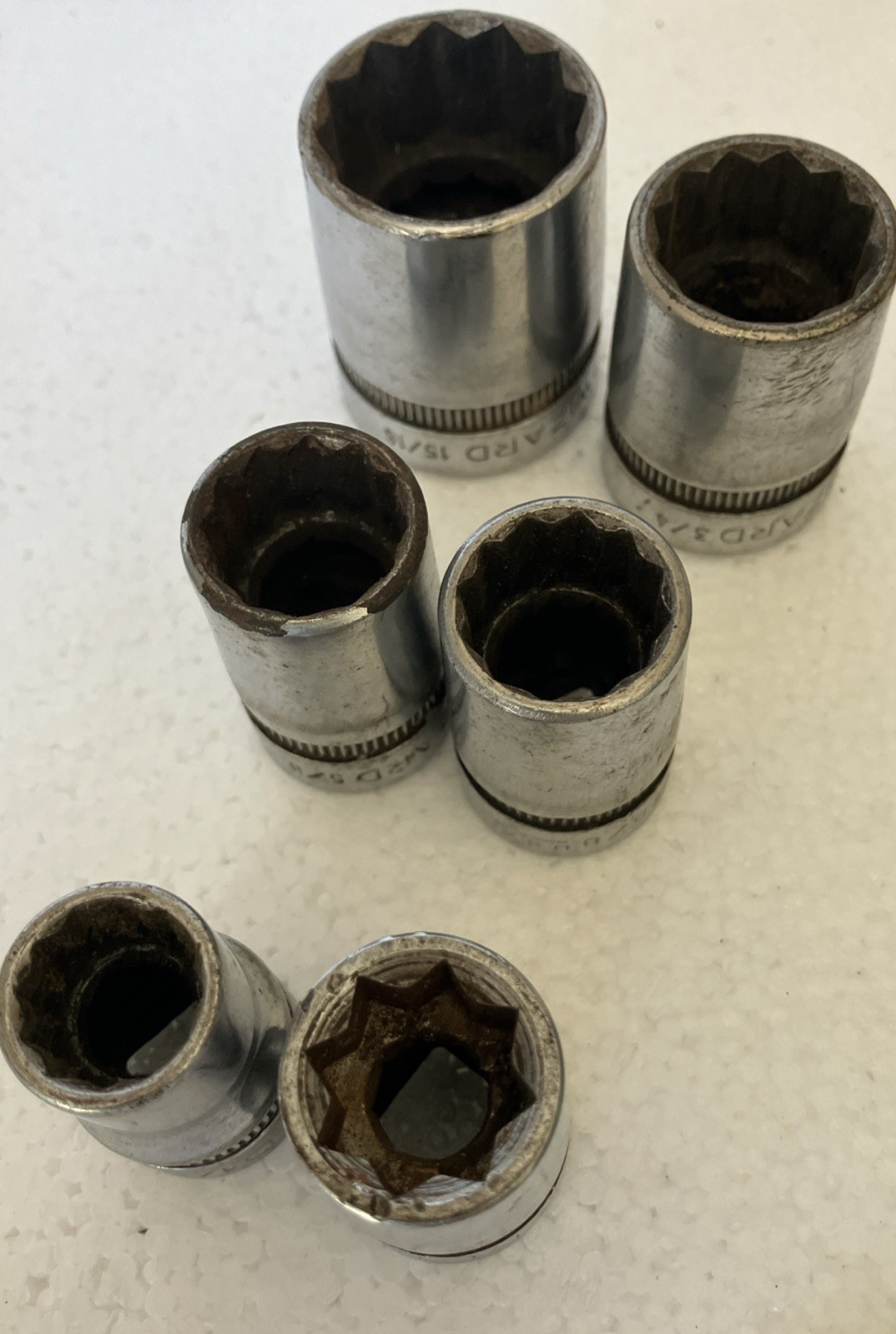 wizard 1/2 inch drive sockets. Lot Of 11 Wizard Sockets 6 Deep well, 5 Regular