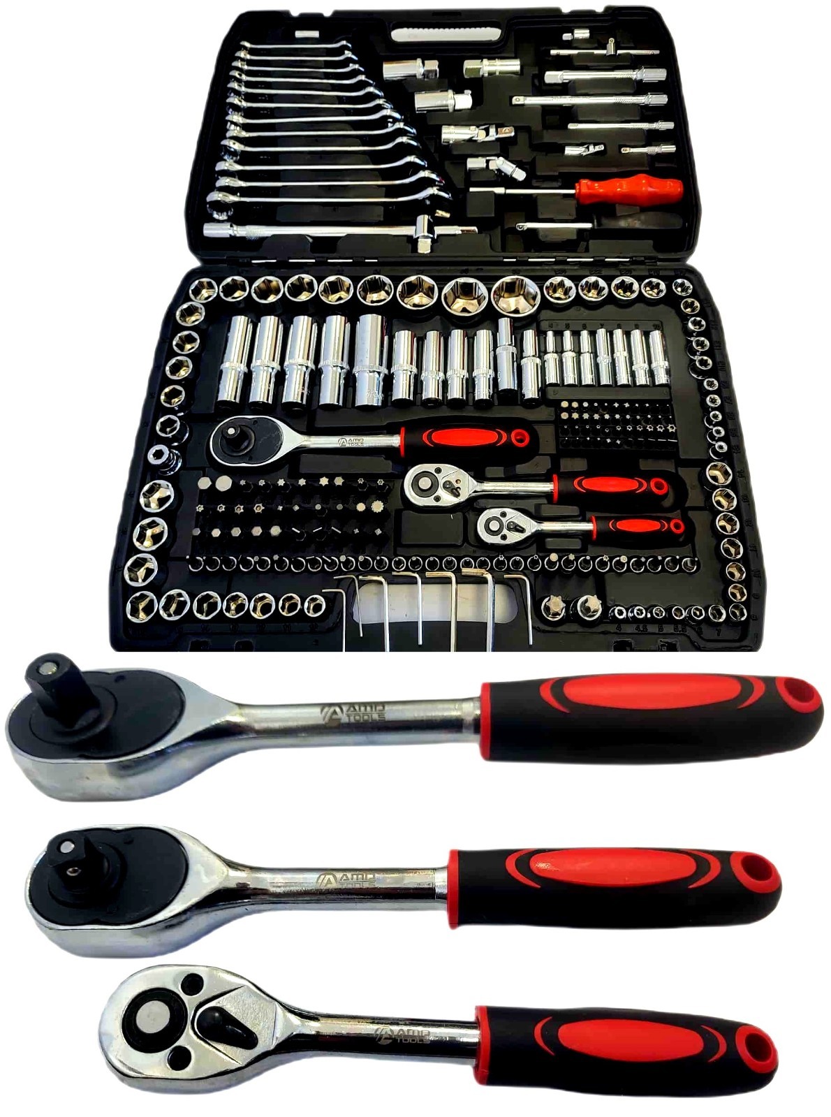 NEW 216 pcs spanner socket set 1/2″ 1/4″ 3/8″ Mechanic Tool Kit wrench