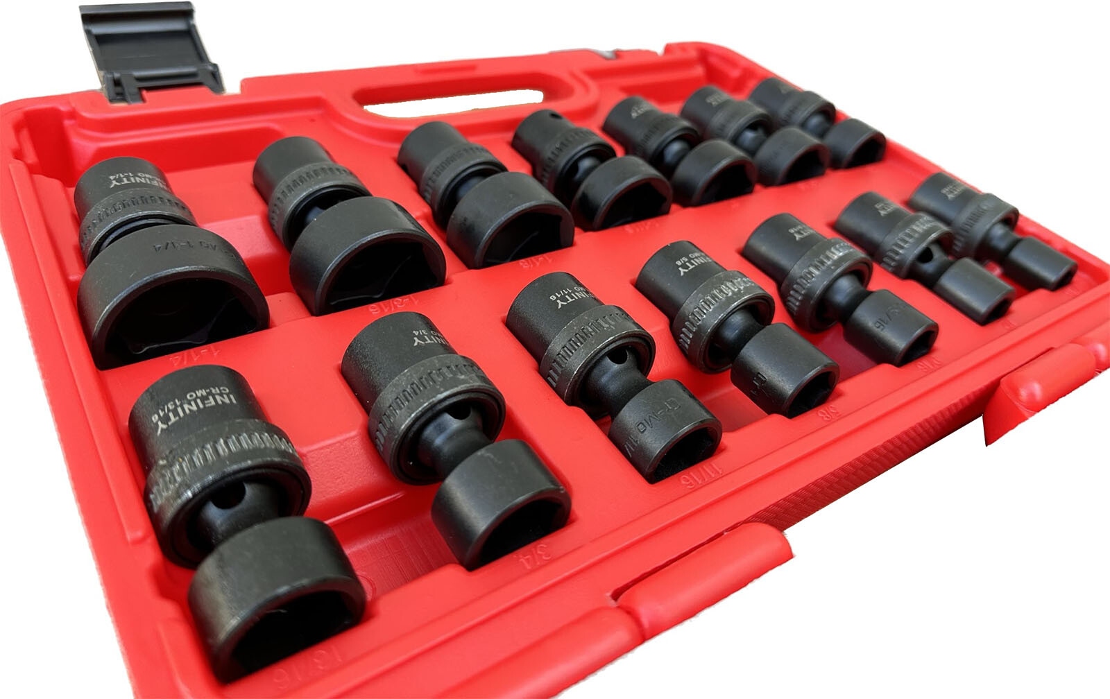 14pc SAE 1/2″ Dr. Shallow Impact Flexible Wobble Joint Swivel Socket Set Cr-Mo