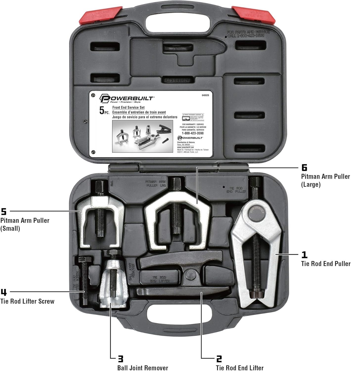 Heavy-Duty Black Front End Service Kit – 6 Tools for Vehicle Maintenance