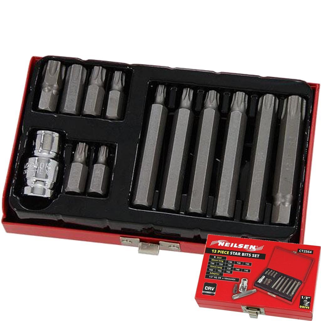 13pc Torx Bit Star Key Socket Long & Short Set 1/2″ T30 – T60″ CT2564