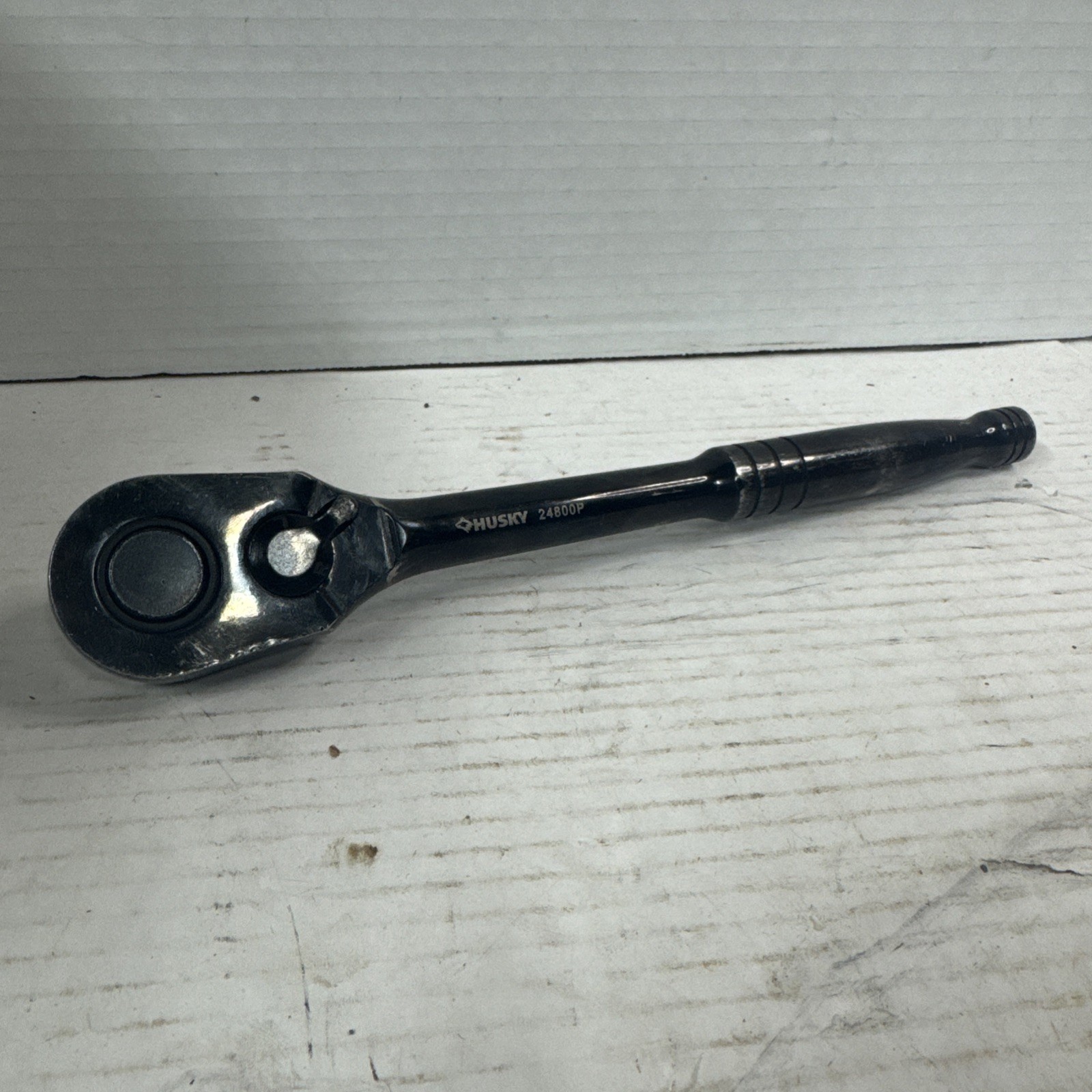 Husky 1/2” Drive Chrome Quick Release Ratchet 11 Inches Long Handle Worn Heavily