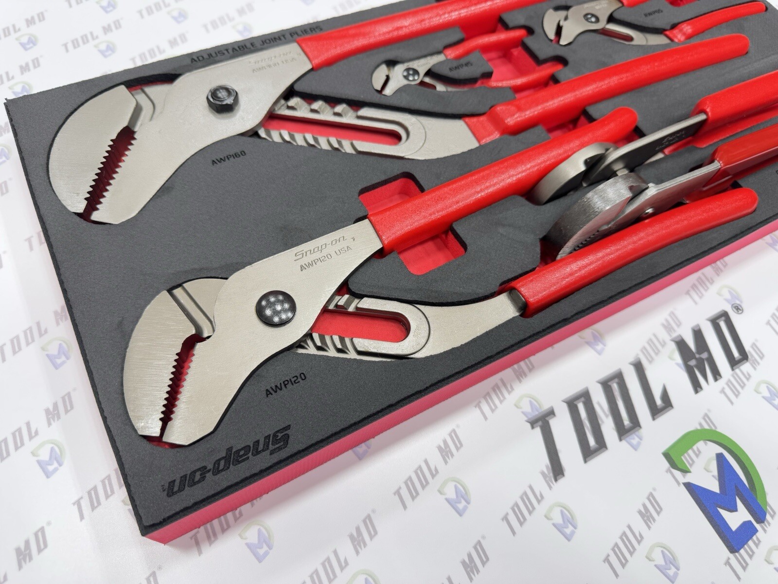 Snap-on Tools USA NEW RED 6-Piece Adjustable Joint Pliers Foam Set PLAJ600FR