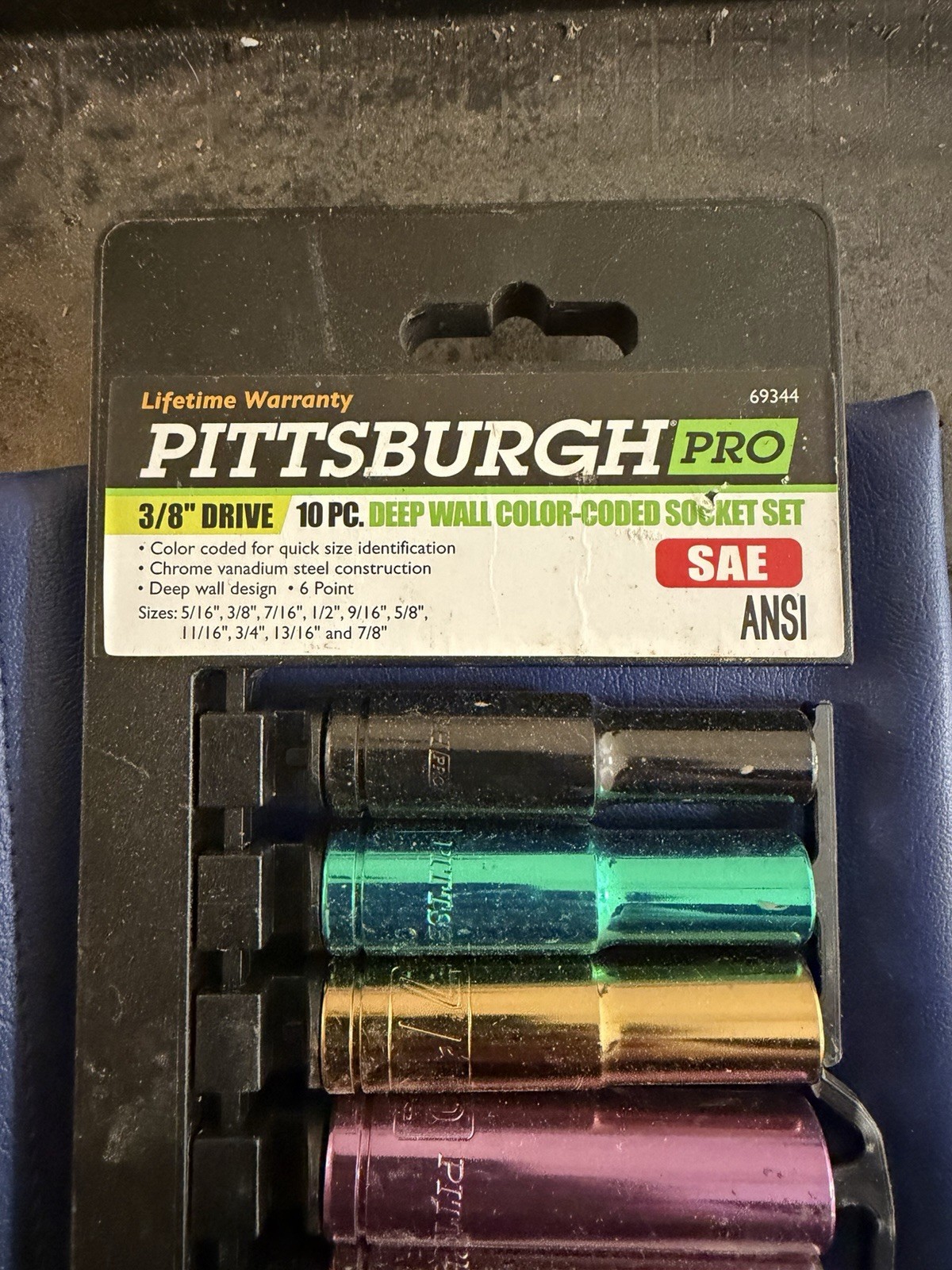 Pittsburg Pro 10 PC 3/8″ Drive Deep Wall Color Coded Metric Socket Set