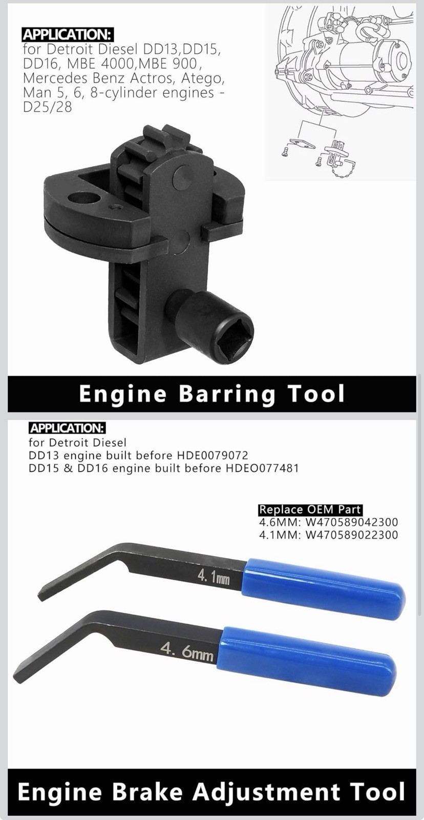 Engine Camshaft Timing Tool Kit Compatible with Detroit Diesel DD13 DD15 DD16